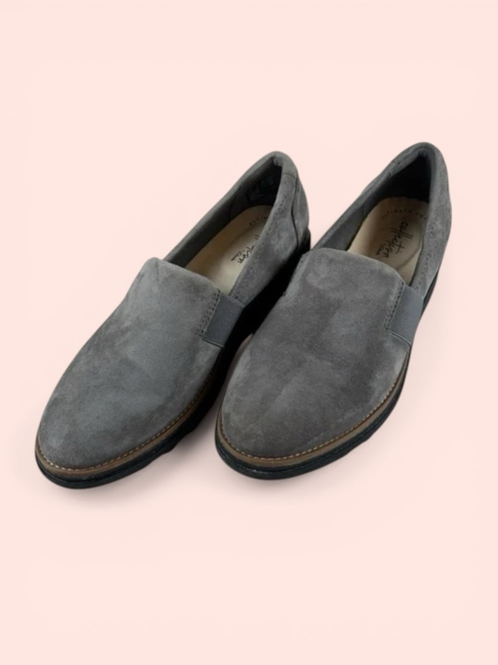 Clarks Ultimate Collection Women’s 7 Gray Faux Suede Slip-On